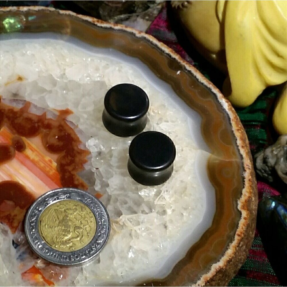 12mm Hematite Double Flare Plugs